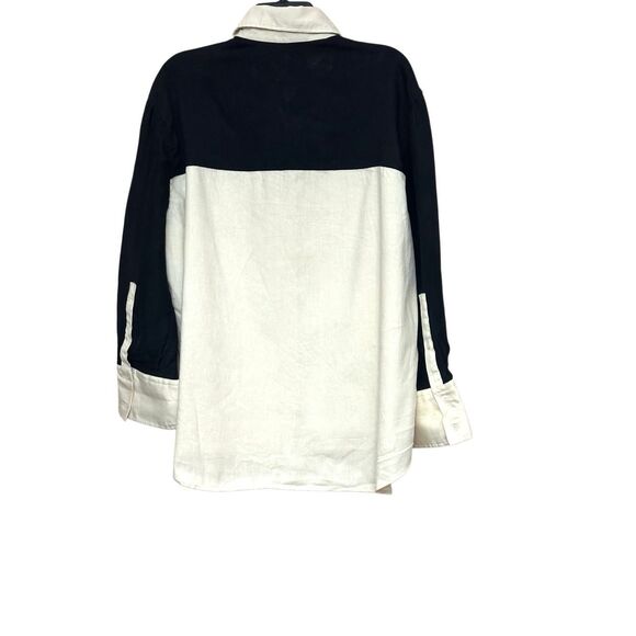 SANDRO Two-Tone Long-Sleeve Linen-Blend Shirt   Sz: S - Picture 4 of 8